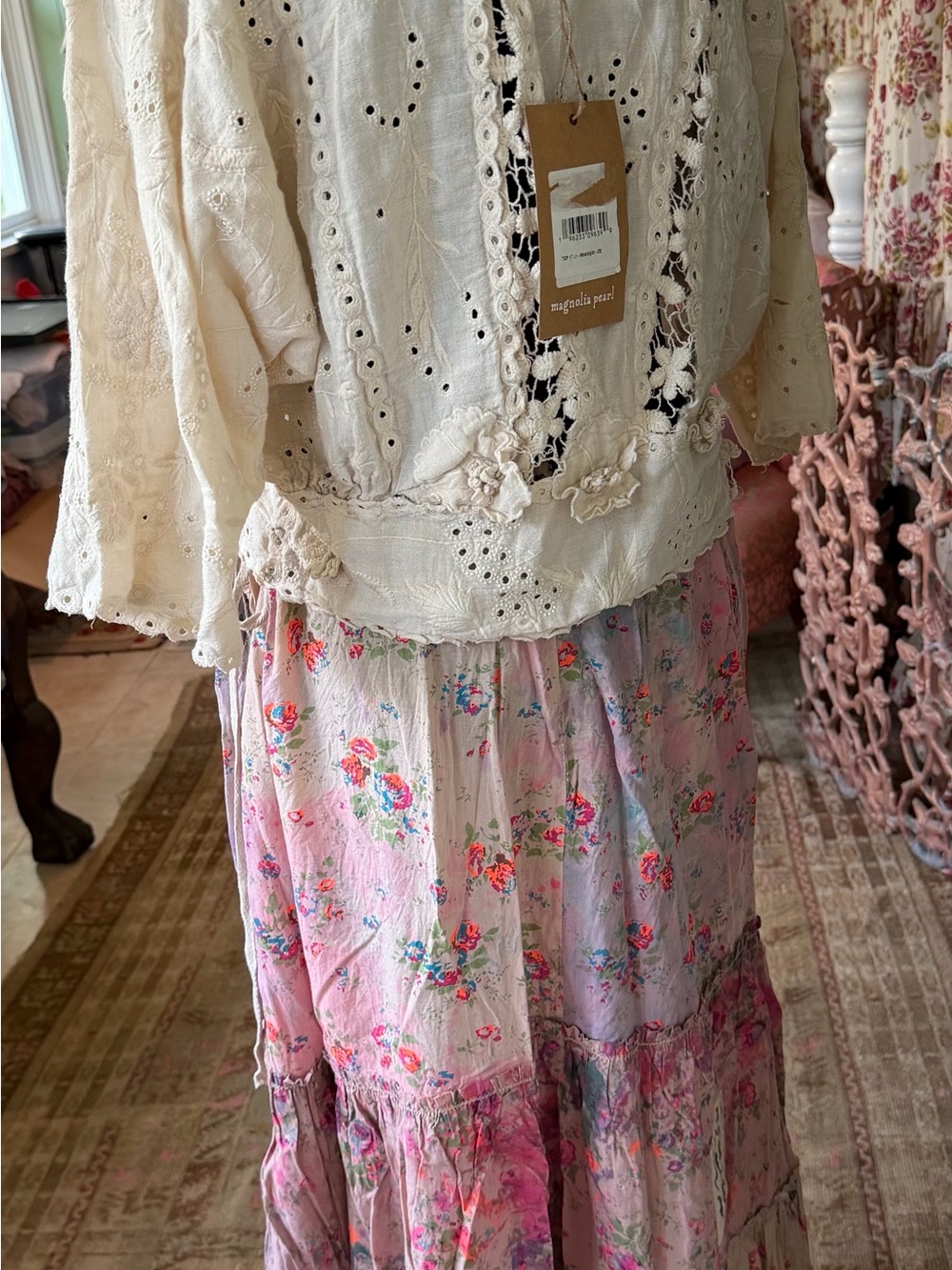 Magnolia Pearl eyelet top in moonlight NWT vintage - Picture 7 of 7